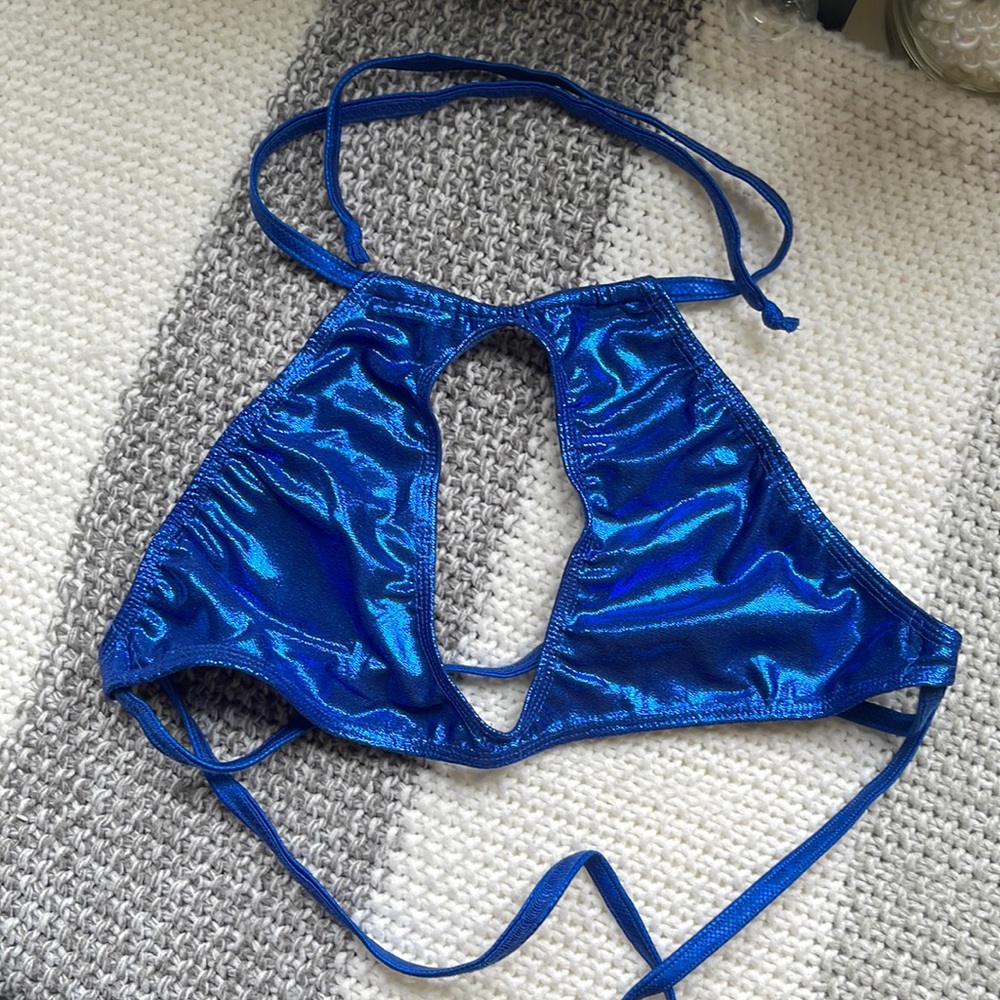 Sparkly blue keyhole rave top